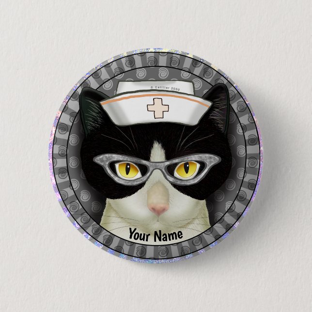 Tuxedo Cat Nurse  pin (Front)