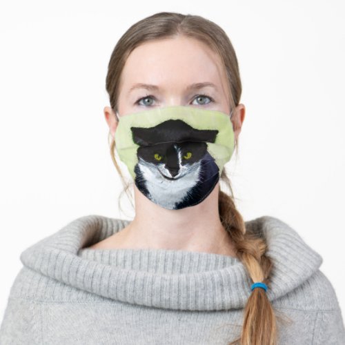 Tuxedo Cat Painting _ Cute Original Cat Art Adult Cloth Face Mask