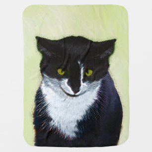 Tuxedo Cat Painting - Cute Original Cat Art Baby Blanket
