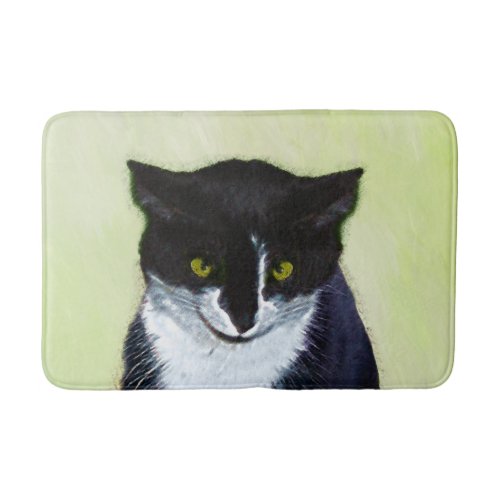 Tuxedo Cat Painting _ Cute Original Cat Art Bath Mat