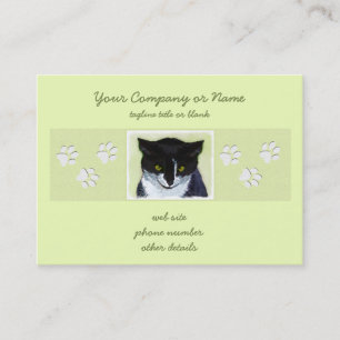 Tuxedo Cat Painting - Cute Original Cat Art Business Card