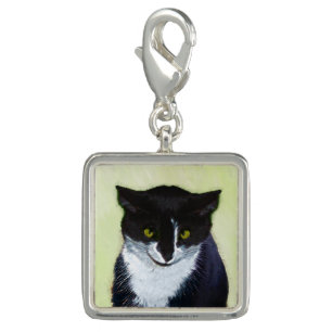 Tuxedo Cat Painting - Cute Original Cat Art Charm