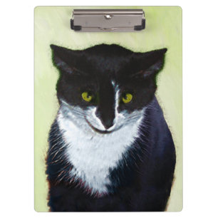Tuxedo Cat Painting - Cute Original Cat Art Clipboard