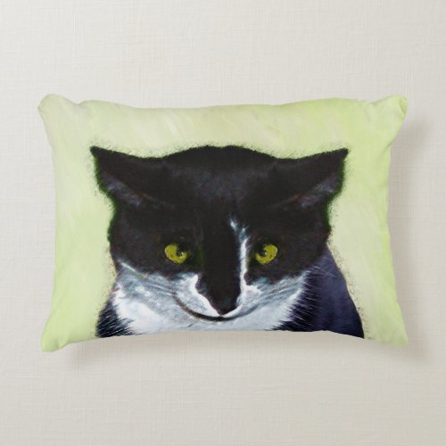 Tuxedo Cat Painting _ Cute Original Cat Art Decorative Pillow