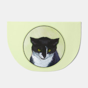 Tuxedo Cat Painting - Cute Original Cat Art Doormat