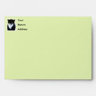 Tuxedo Cat Painting - Cute Original Cat Art Envelope