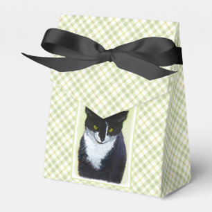 Tuxedo Cat Painting - Cute Original Cat Art Favor Boxes