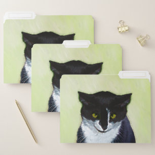 Tuxedo Cat Painting - Cute Original Cat Art File Folder