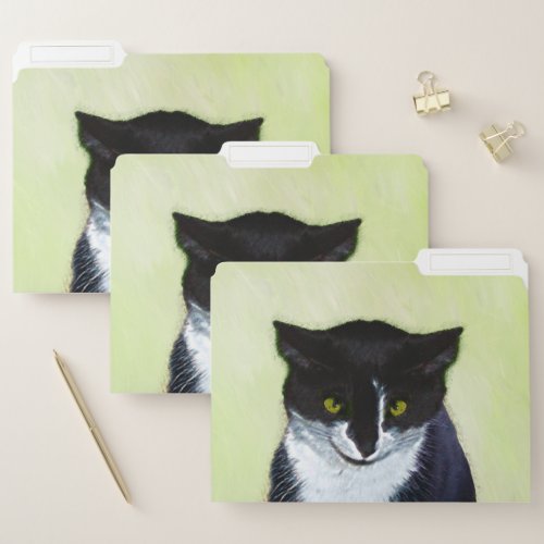 Tuxedo Cat Painting _ Cute Original Cat Art File Folder