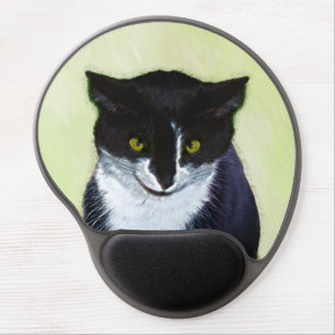 Tuxedo Cat Painting - Cute Original Cat Art Gel Mouse Pad