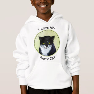 Tuxedo Cat Painting - Cute Original Cat Art Hoodie