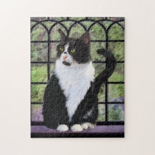 Tuxedo Cat Painting - Cute Original Cat Art Jigsaw Puzzle