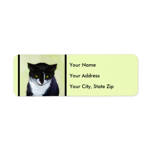 Tuxedo Cat Painting _ Cute Original Cat Art Label
