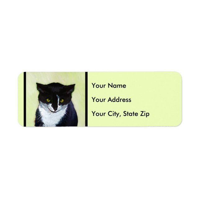 Tuxedo Cat Painting - Cute Original Cat Art Label (Front)