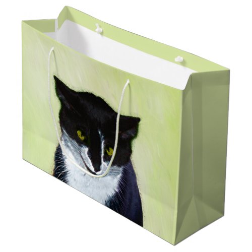 Tuxedo Cat Painting _ Cute Original Cat Art Large Gift Bag