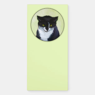 Tuxedo Cat Painting - Cute Original Cat Art Magnetic Notepad