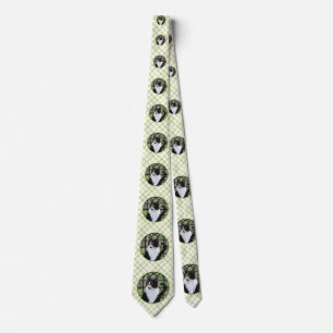 Tuxedo Cat Painting - Cute Original Cat Art Neck Tie