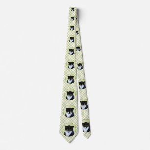 Tuxedo Cat Painting - Cute Original Cat Art Neck Tie