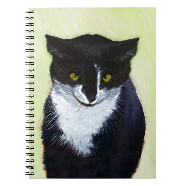 Tuxedo Cat Painting - Cute Original Cat Art Notebook (Front)