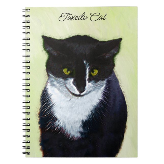 Tuxedo Cat Painting - Cute Original Cat Art Notebook (Front)