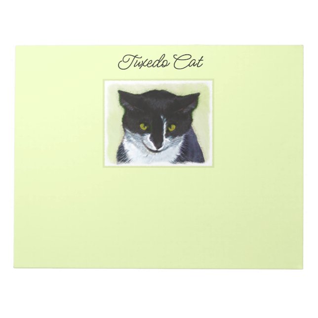 Tuxedo Cat Painting - Cute Original Cat Art Notepad (Front)