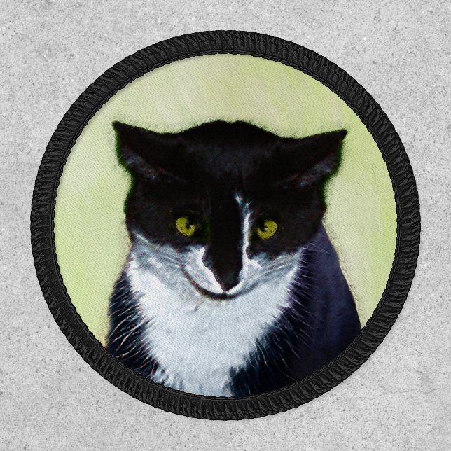 Tuxedo Cat Painting - Cute Original Cat Art Patch (Front)