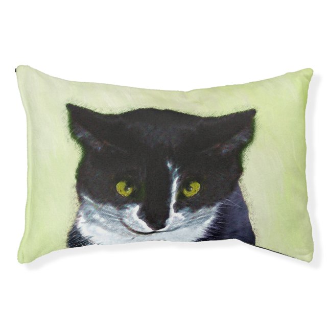 Tuxedo Cat Painting - Cute Original Cat Art Pet Bed (Front)