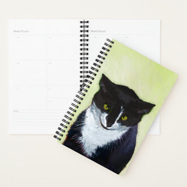 Tuxedo Cat Painting - Cute Original Cat Art Planner (Display)