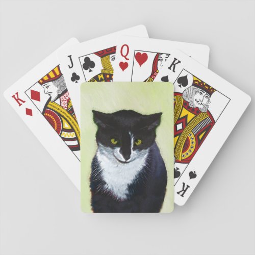 Tuxedo Cat Painting _ Cute Original Cat Art Playing Cards