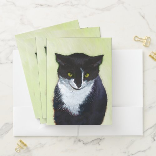 Tuxedo Cat Painting _ Cute Original Cat Art Pocket Folder
