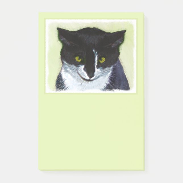 Tuxedo Cat Painting - Cute Original Cat Art Post-it Notes (Front)
