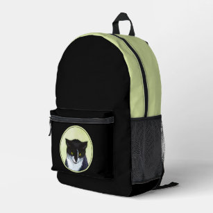 Tuxedo Cat Painting - Cute Original Cat Art Printed Backpack