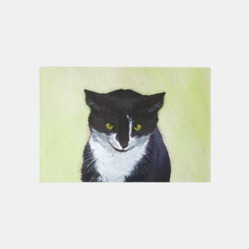 Tuxedo Cat Painting _ Cute Original Cat Art Rug
