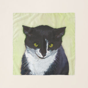 Tuxedo Cat Painting - Cute Original Cat Art Scarf