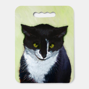 Tuxedo Cat Painting - Cute Original Cat Art Seat Cushion