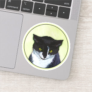 Tuxedo Cat Painting - Cute Original Cat Art Sticker