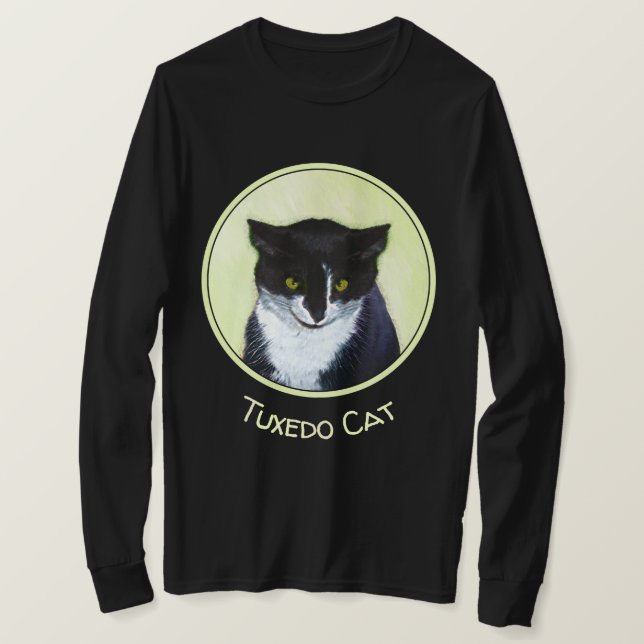 Tuxedo Cat Painting - Cute Original Cat Art T-Shirt (Design Front)