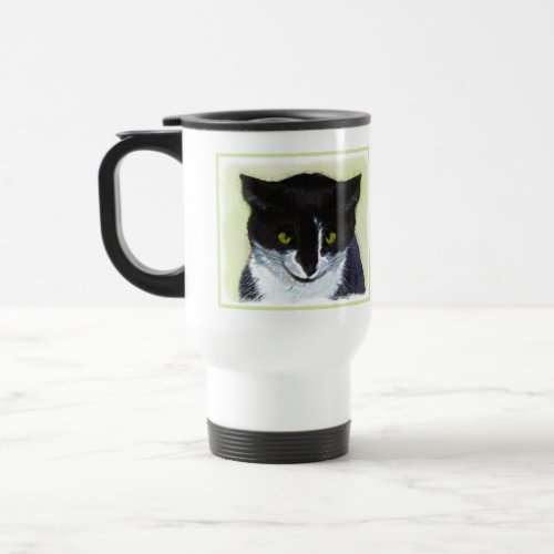 Tuxedo Cat Painting _ Cute Original Cat Art Travel Mug