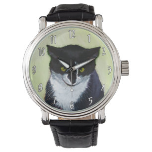 Tuxedo Cat Painting - Cute Original Cat Art Watch