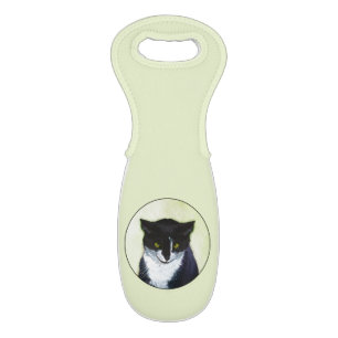 Tuxedo Cat Painting - Cute Original Cat Art Wine Bag