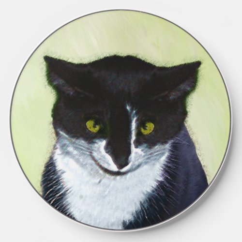 Tuxedo Cat Painting _ Cute Original Cat Art Wireless Charger