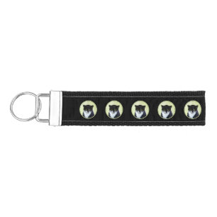 Tuxedo Cat Painting - Cute Original Cat Art Wrist Keychain