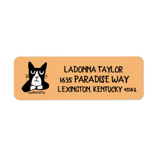 TUXEDO CAT PANDA KITTY ART  RETURN ADDRESS LABELS