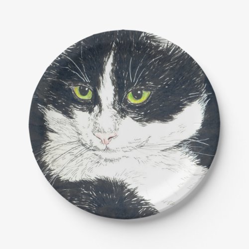 Tuxedo cat paper plates