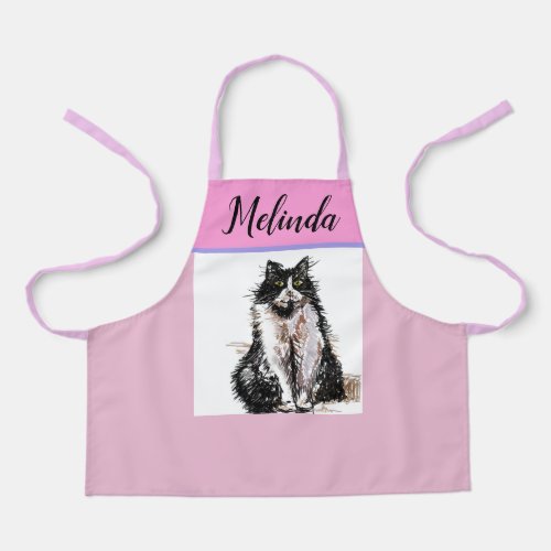 Tuxedo Cat Pastel Cats Kids Pink Girls Apron