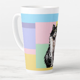 Tuxedo Cat Pastel Colors Pink Girls Name Latte Mug