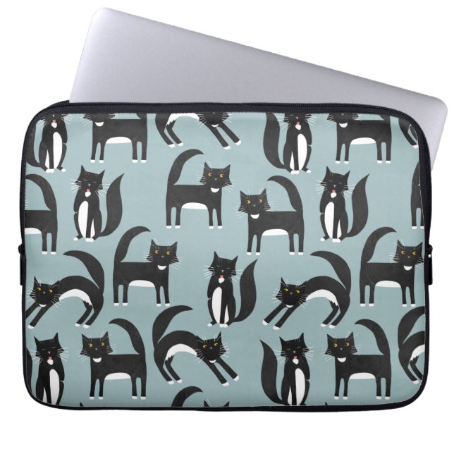 Tuxedo Cat Pattern Laptop Sleeve (Front)