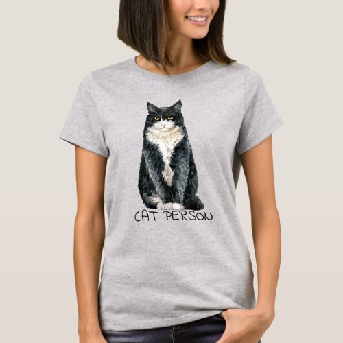 Tuxedo Cat Person Art  T_Shirt