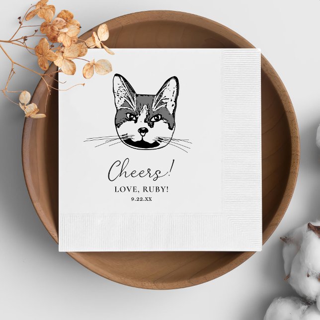 Tuxedo Cat Personalized Cheers Napkins (Creator Uploaded)