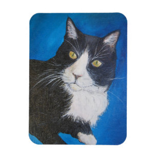Tuxedo Cat Pet Art Magnet Customized Gift Options